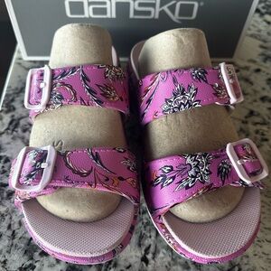 Dansko Kandi Paisley Pink Floral Slip On Sandals